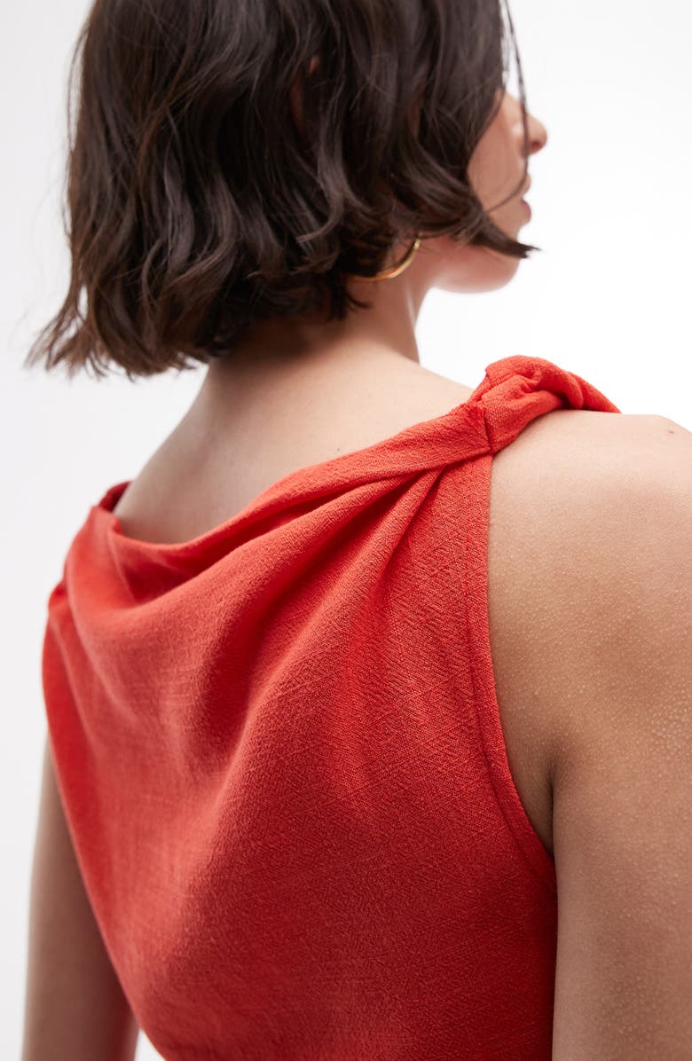 Topshop Twist Shoulder Minidress, Alternate, color, Red