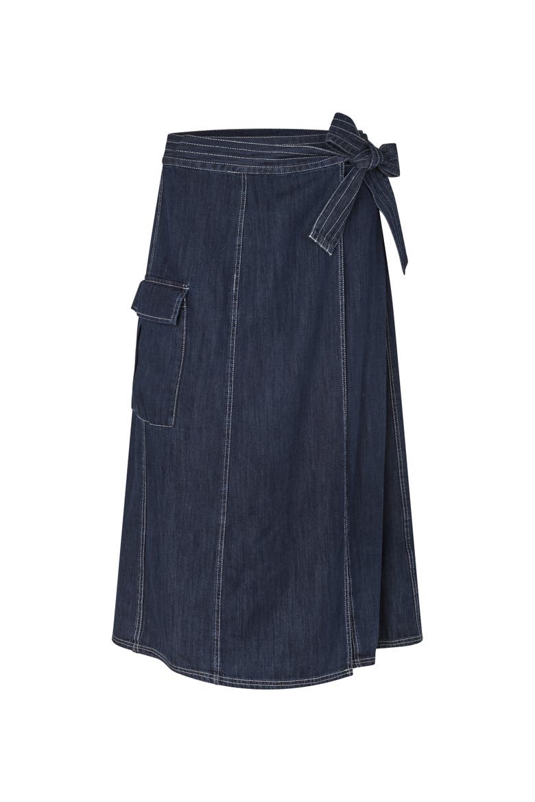 MaSanchiana Mid-Rise Wrap Skirt, Alternate, color, Dark Denim