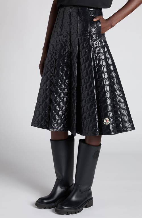 Moncler Onion Quilted Pleated A-line Skirt In Black