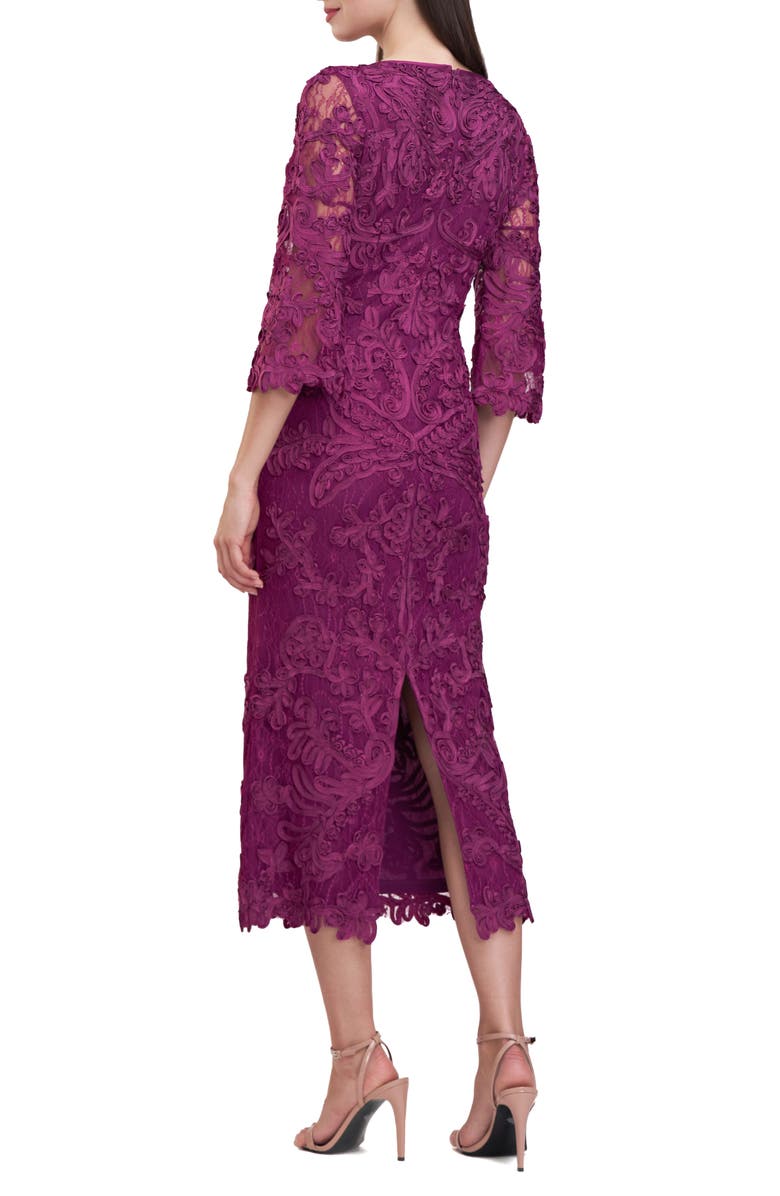 JS Collections Perla Soutache Sheath Dress, Alternate, color, Plum Caspia