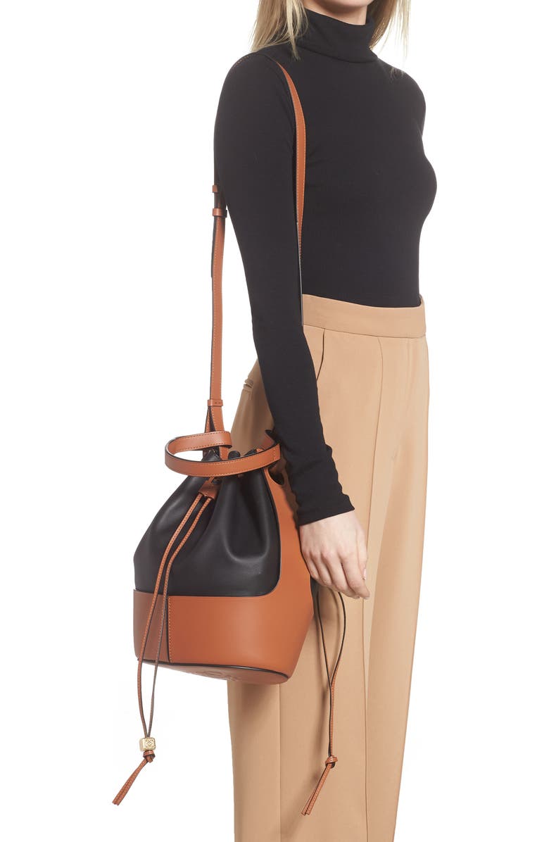 Loewe Balloon Colorblock Leather Bucket Bag, Alternate, color,