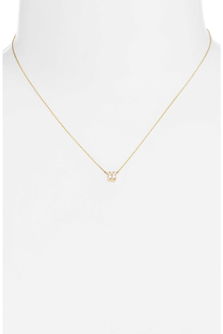 White Sapphire Double Baguette Necklace, Alternate, color, WHITE SAPPHIRE/ YELLOW GOLD