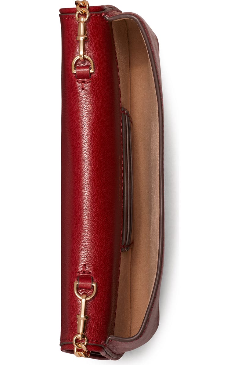 Tory Burch Reva Leather Clutch, Alternate, color, Brick