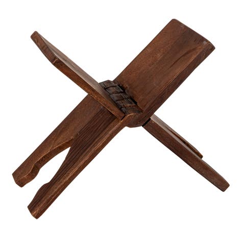 Reclaimed Wood Vintage Reproduction Oversized Folding Book Holder, Stained Finish