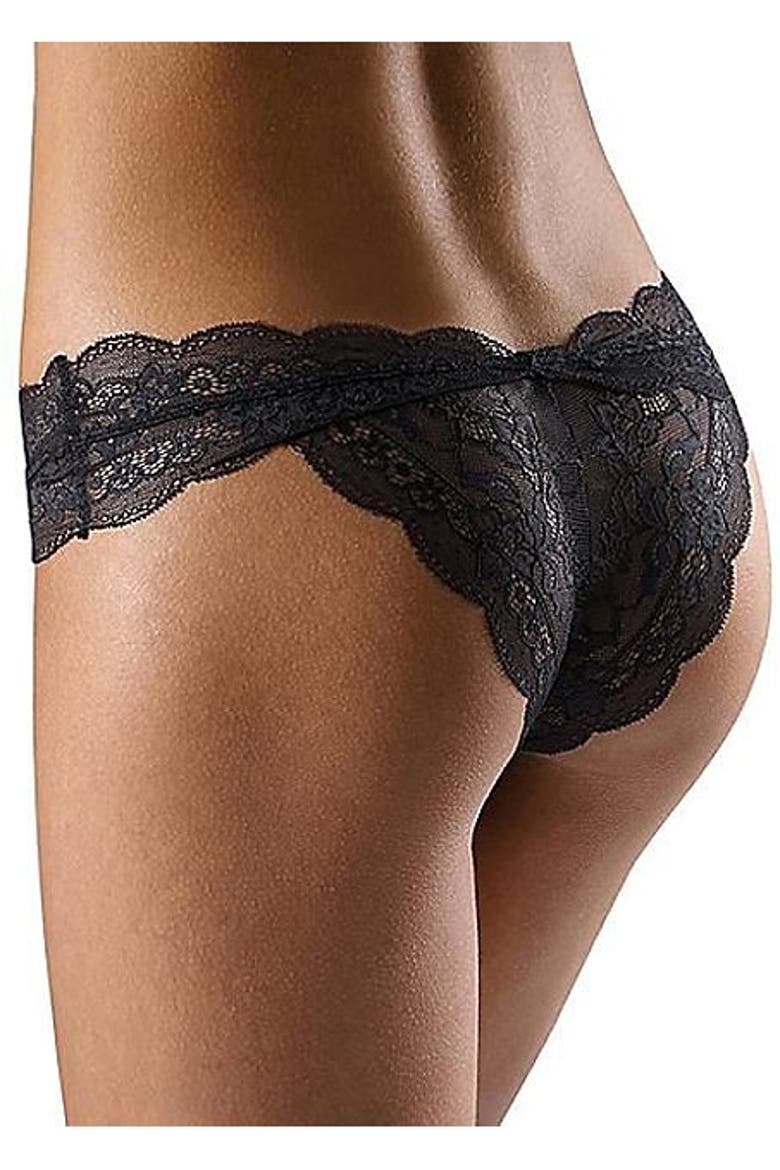 Women's Lace Cheeky Panty, Alternate, color, Black