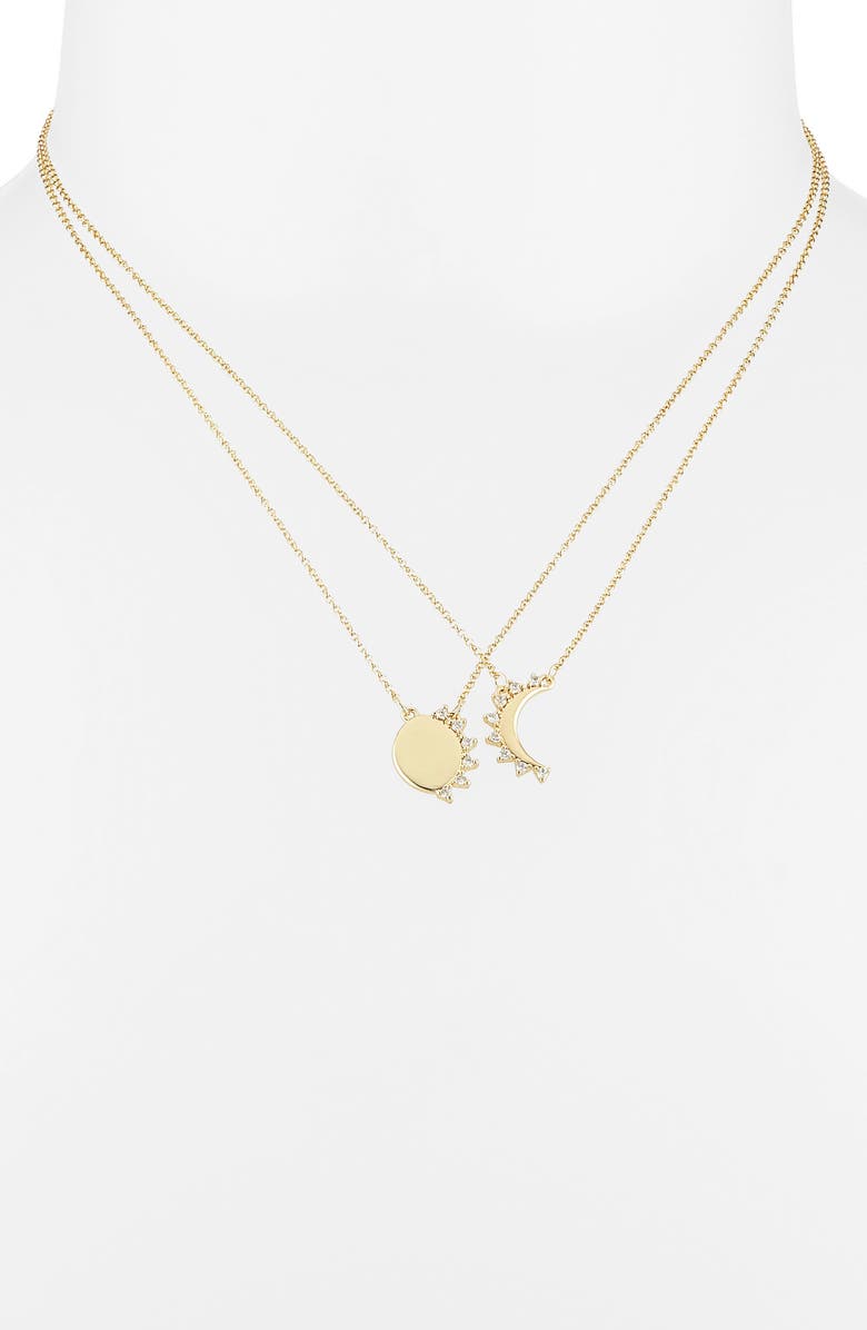 Leith CZ You & Me Sun Pendant Necklace Set, Alternate, color, Clear- Gold