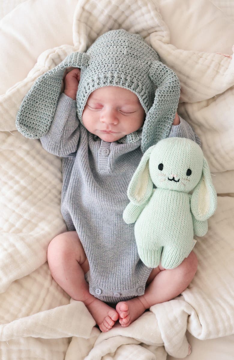 cuddle+kind Knit Baby Bunny Stuffed Animal, Alternate, color, Green