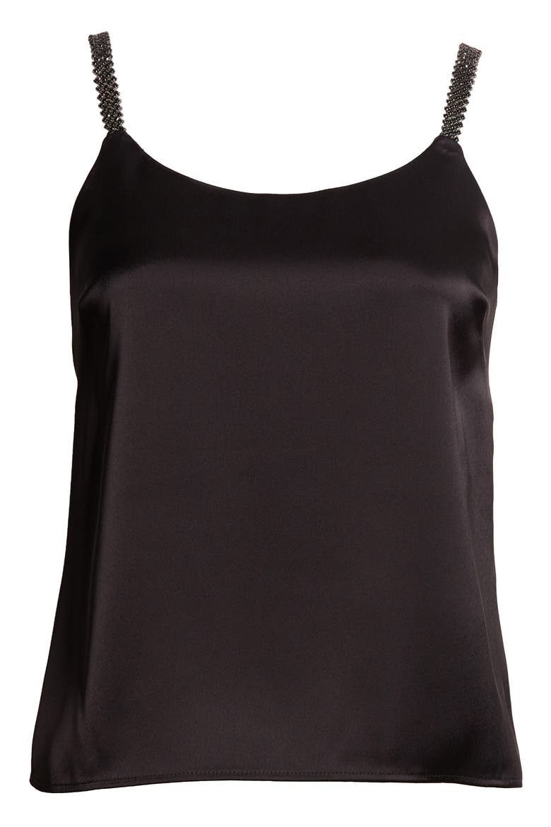 Crystal Beaded Strap Liquid Satin Camisole, Alternate, color, BLACK