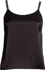 ST. JOHN Crystal Beaded Strap Liquid Satin Camisole