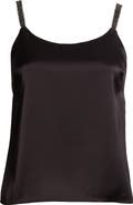 ST. JOHN Crystal Beaded Strap Liquid Satin Camisole