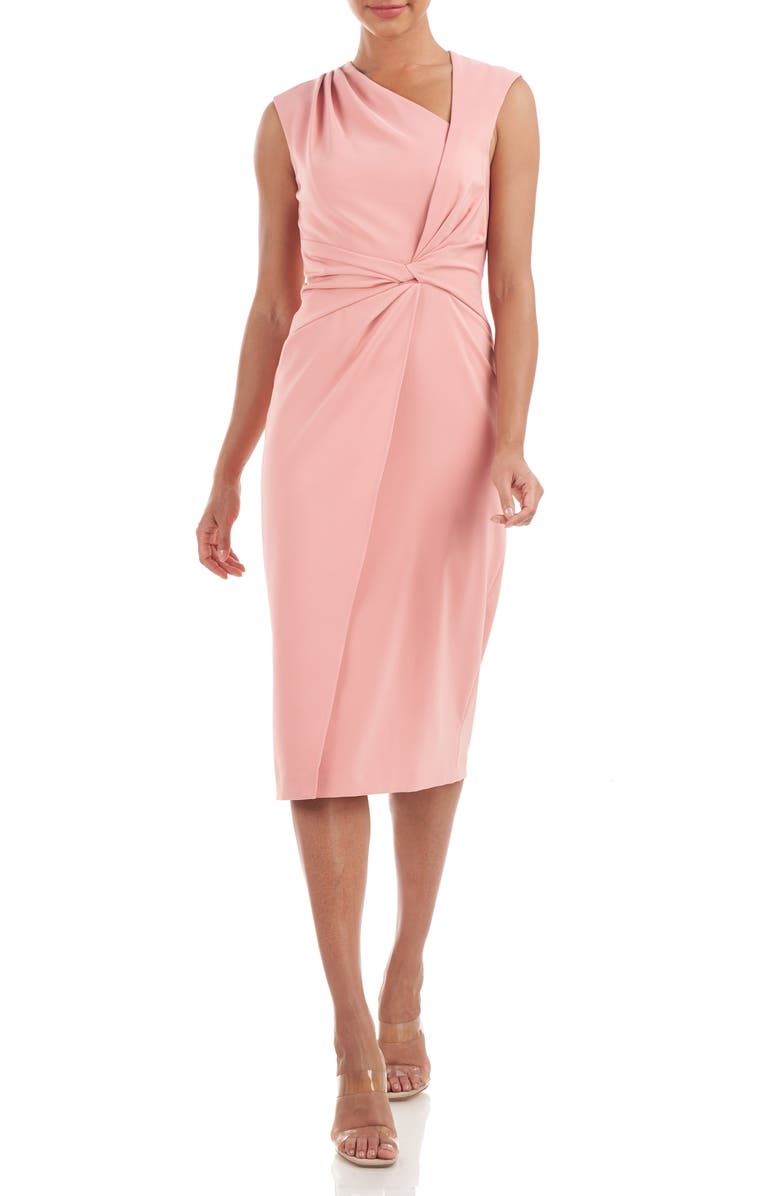 Kay Unger Nel Asymmetric Neck Cocktail Midi Dress, Alternate, color,