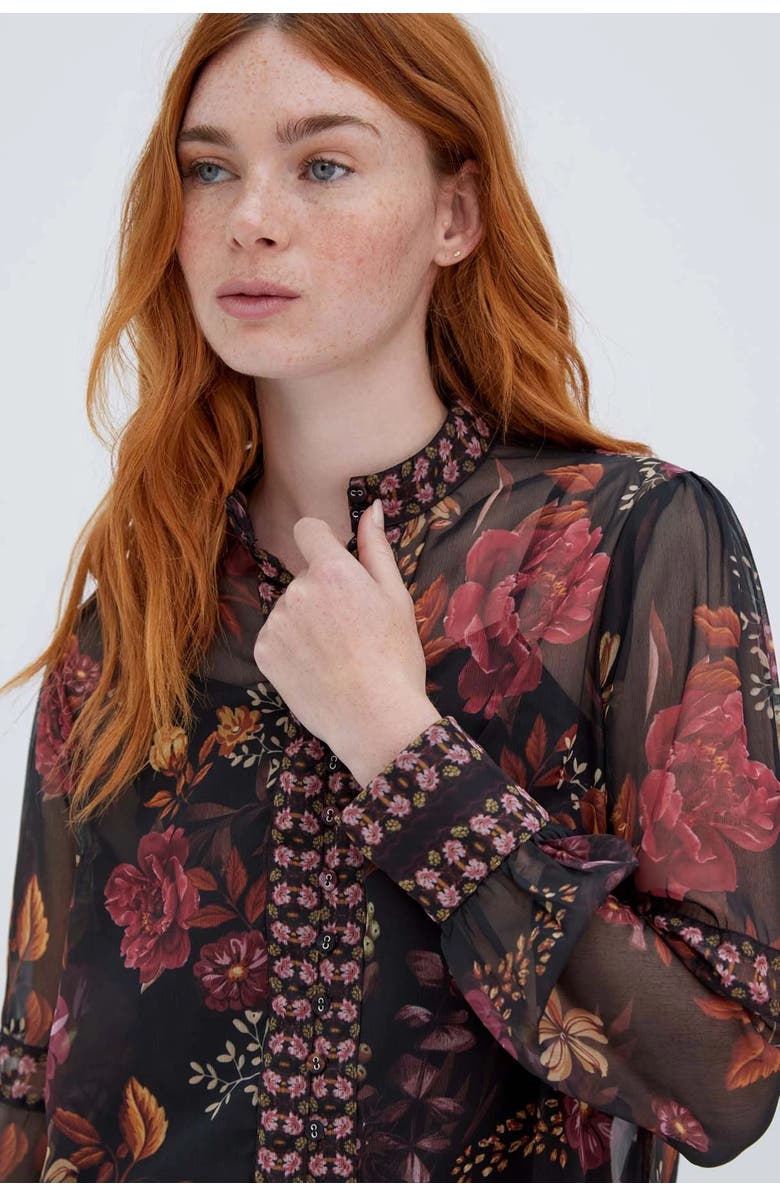 RAISHMA Floral Black Shirt, Alternate, color, Black
