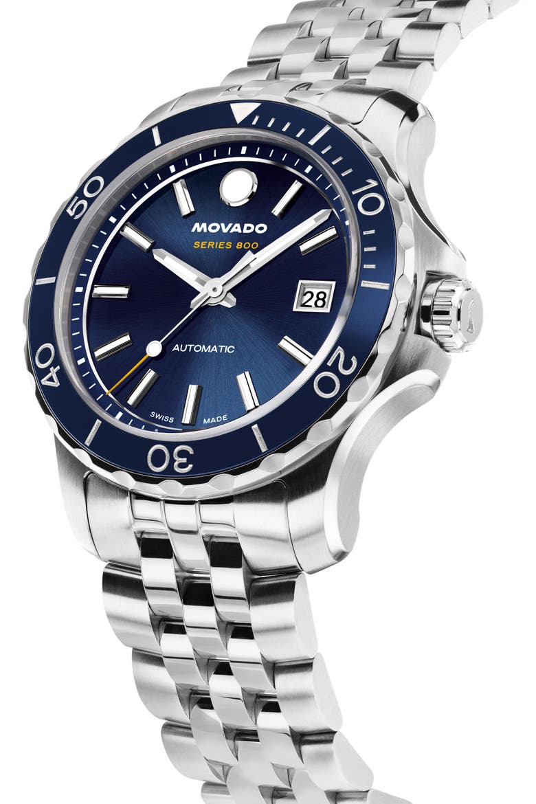 Series 800 Automatic Bracelet Watch, 40mm, Alternate, color, BLUE