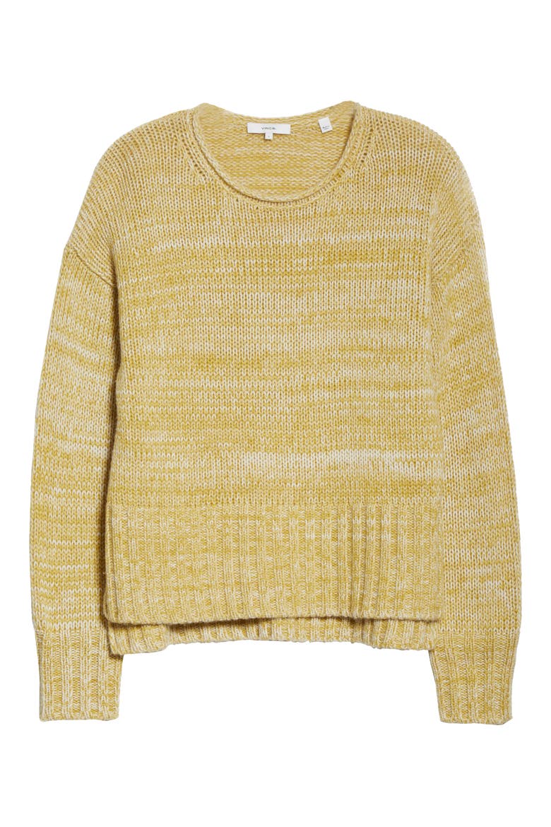 Camuto Marled Slit Sweater, Alternate, color, OFF WHITE/ MOSS GLOW