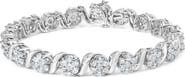 Haus of Brilliance 14K White Gold 7 3/8 Cttw Diamond Floral Cluster S Link Bracelet