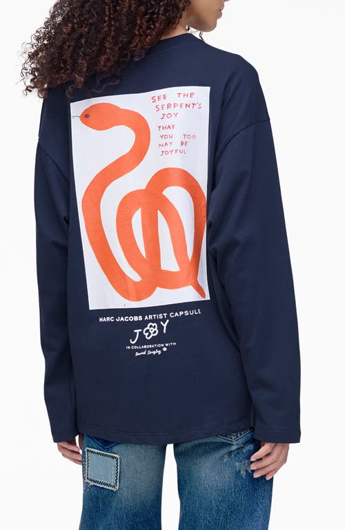 Marc Jacobs Snake Long Sleeve Graphic T-shirt In Blue