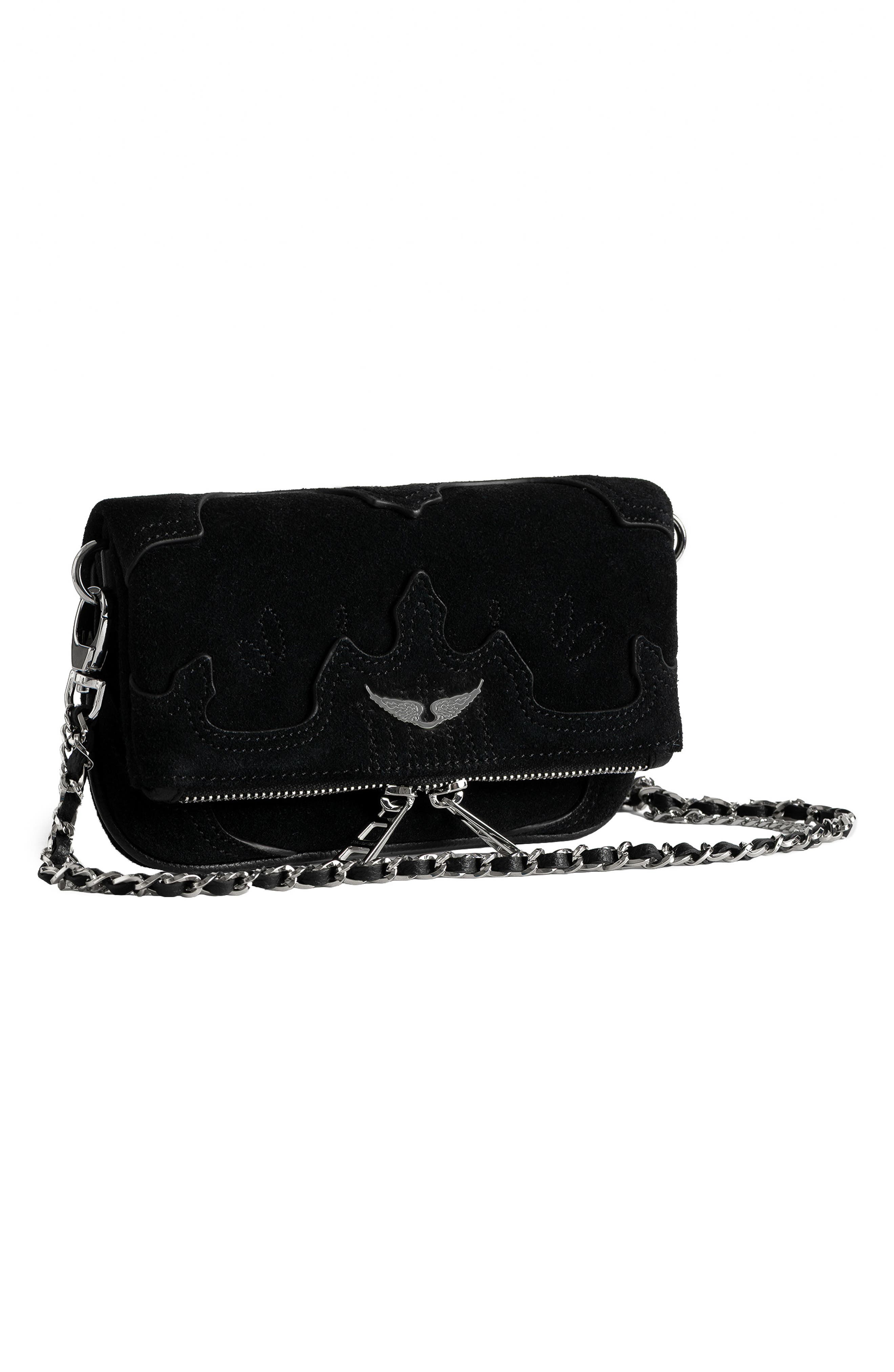 Rock Nano Western Leather Crossbody Bag, Alternate, color, BLACK