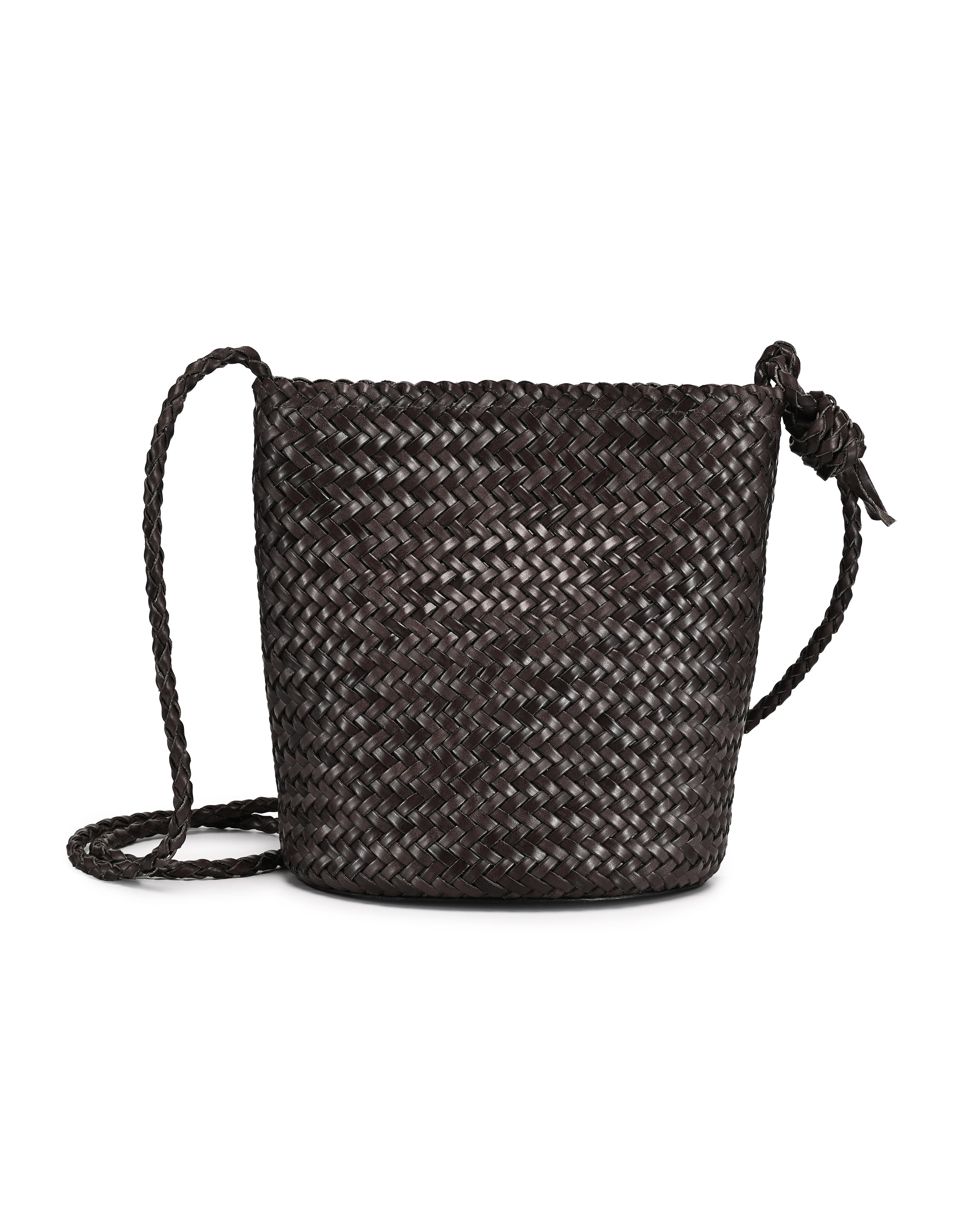 OLD TREND Reed Genuine Leather Woven Barrel Crossbody Bag, Main, color, Grey