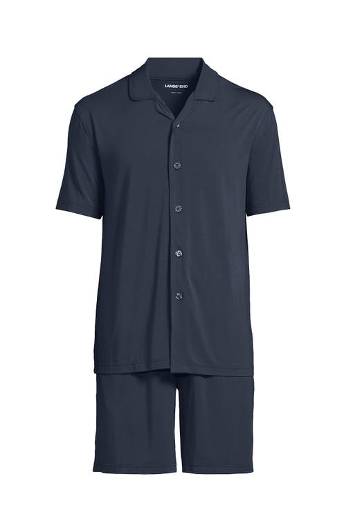 Lands' End Short Sleeve Cooling Knit Short Set In Blue