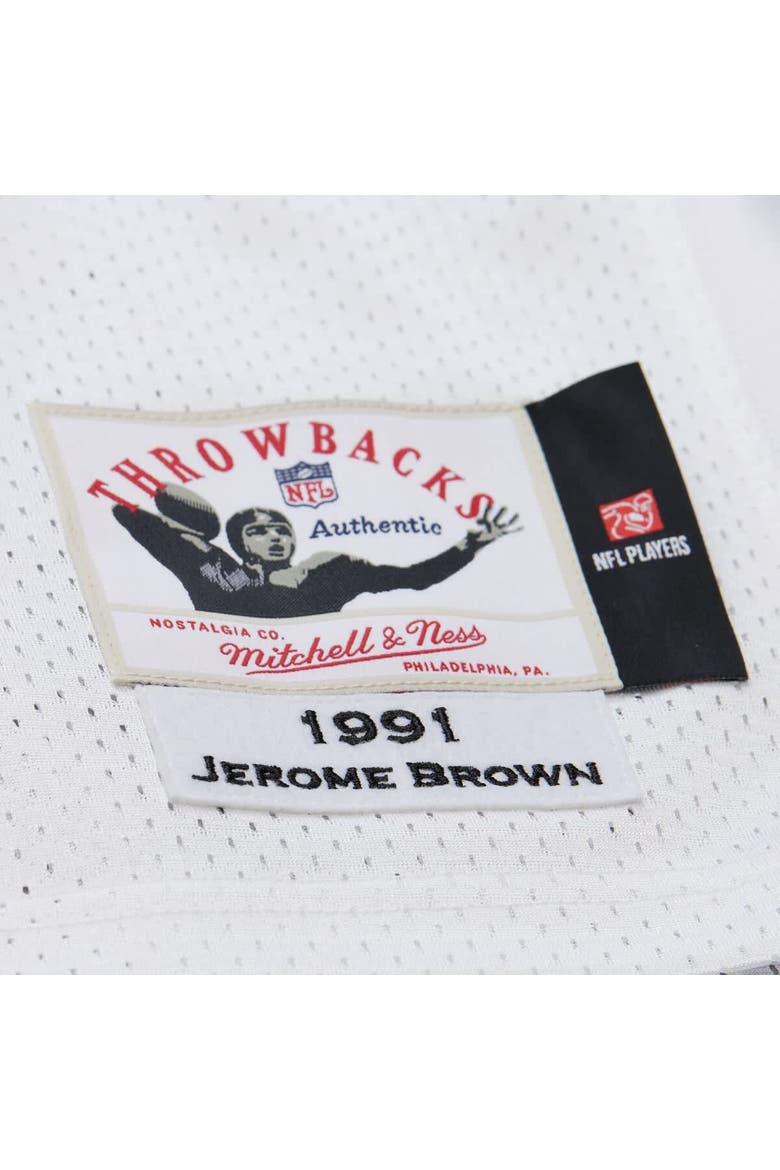 Men's Mitchell & Ness Jerome Brown White Philadelphia Eagles 1991 Authentic Throwback Retired Player Jersey, Alternate, color, White