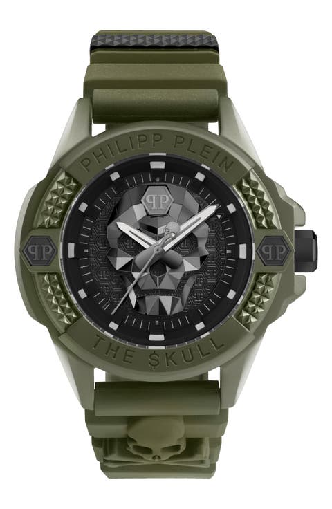 The $kull Ceramic Silicone Strap Watch, 44mm