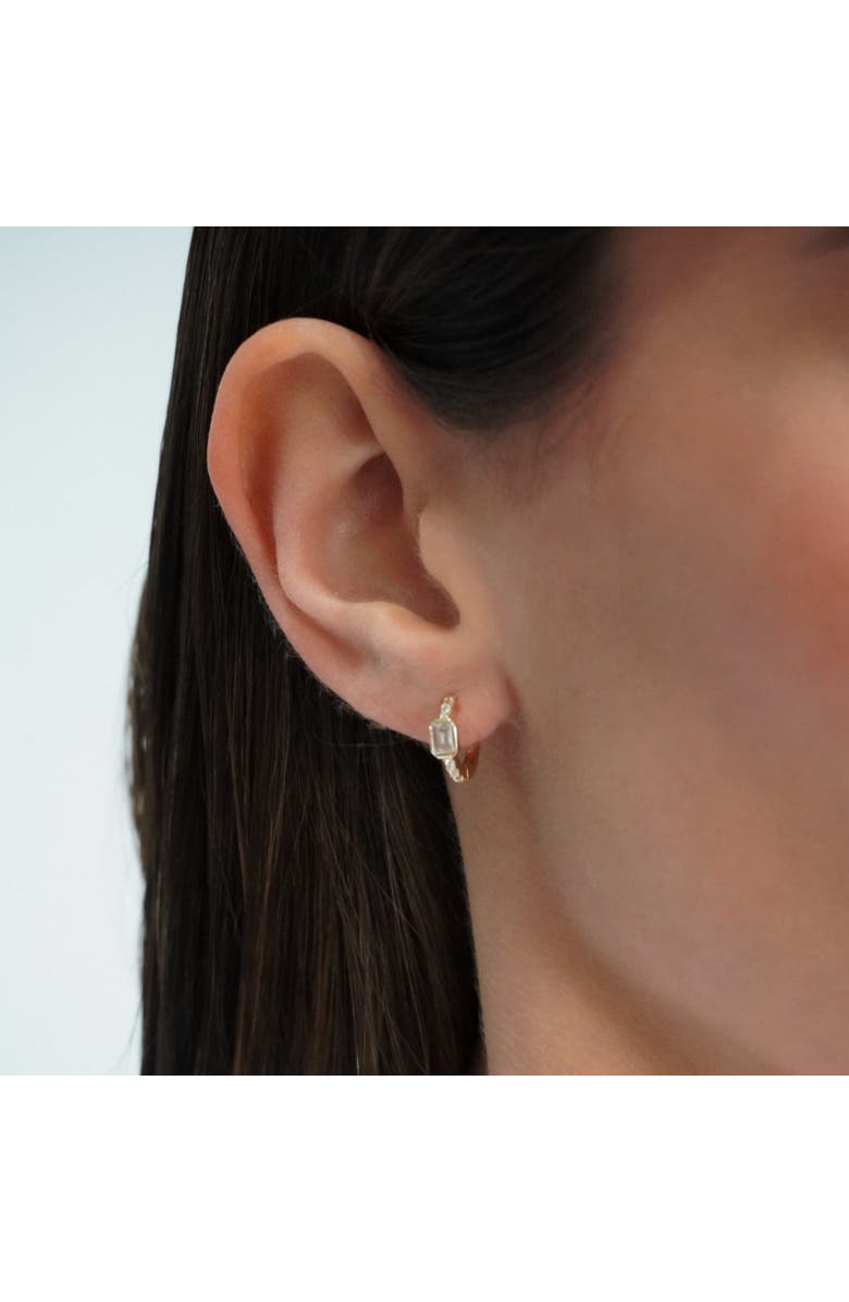BY ADINA EDEN Pave X Bezel Baguette Huggie Earring, Alternate, color, 