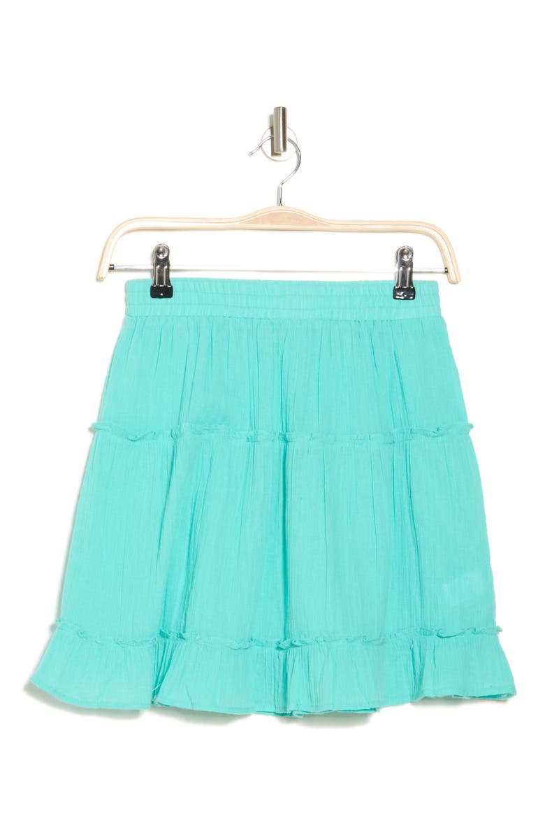 Smocked Tiered Cotton Cover-Up Skirt, Alternate, color, SEAFOAM