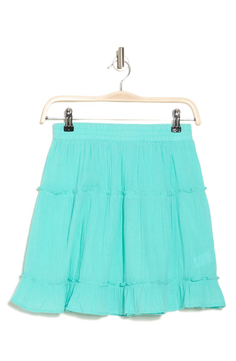 Elan Smocked Tiered Cotton Cover-Up Skirt, Alternate, color, Seafoam