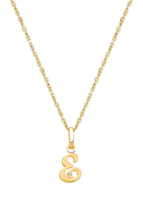 14K Gold Diamond Initial 12-14" Necklace