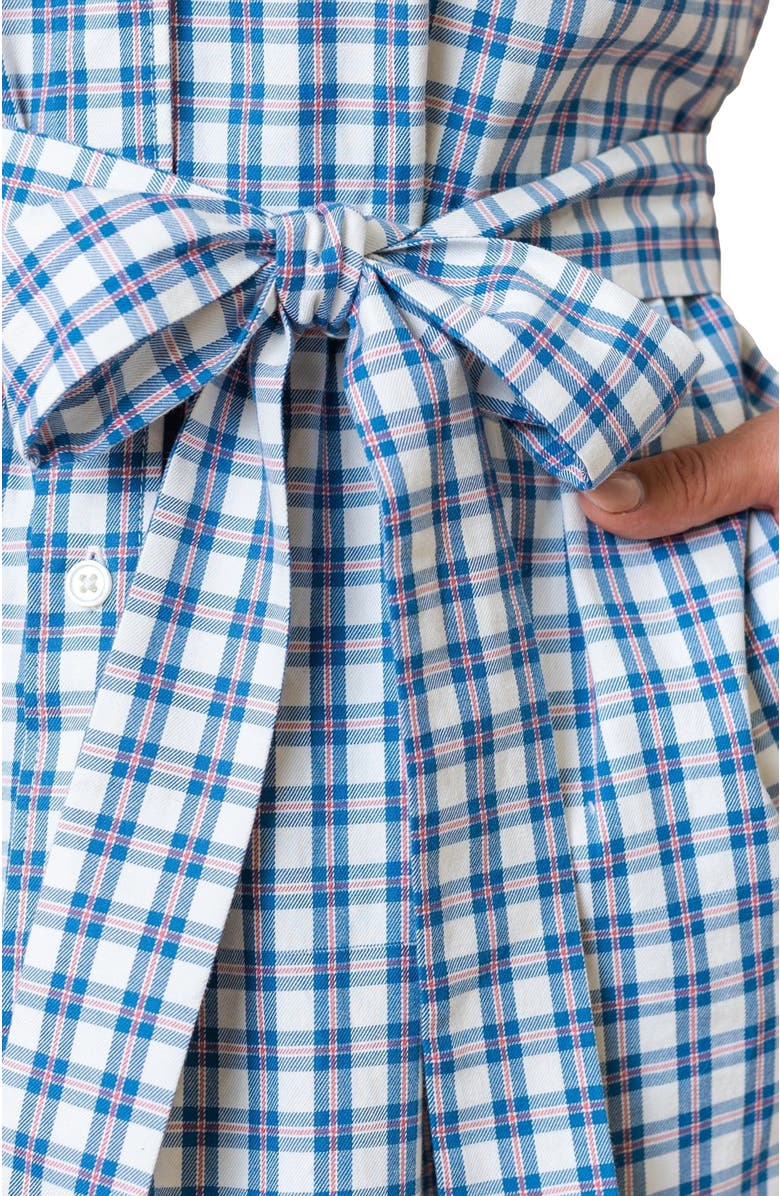 Hope & Henry Women's Organic Button Front Midi Dress, Alternate, color, Ivory And Blue Check