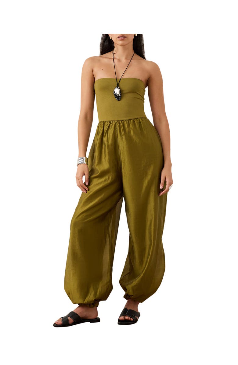 MINT VELVET Bandeau Balloon Jumpsuit, Alternate, color, Green