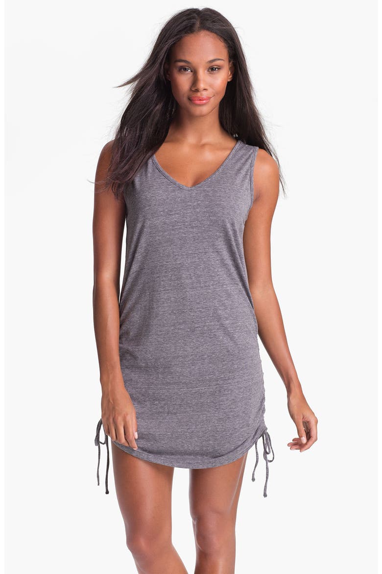 Shirred Side Cover-Up, Main, color, CHARCOAL