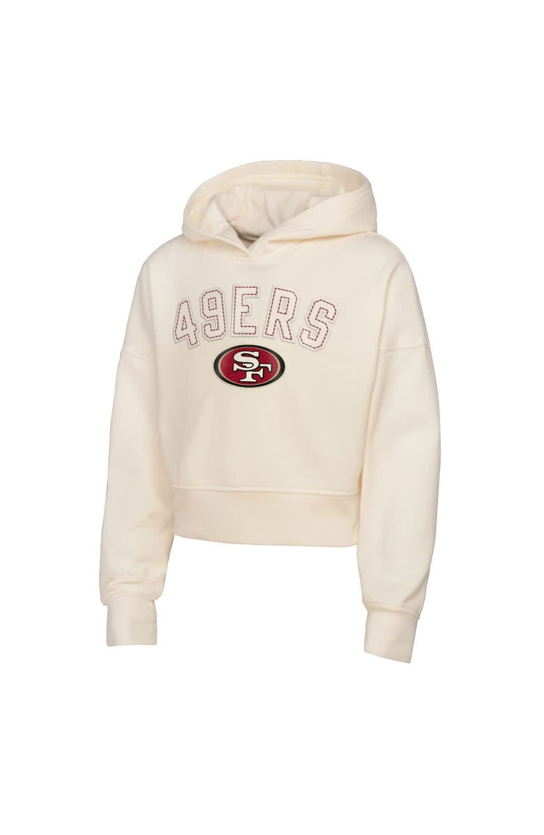 Outerstuff Girls Youth Outerstuff Cream San Francisco 49ers Oversized Cropped Blitz Hoodie, Alternate, color,