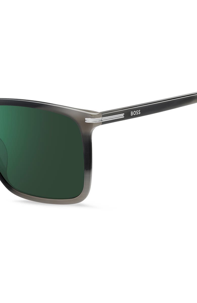 BOSS 56mm Square Sunglasses, Alternate, color, Grey Horn