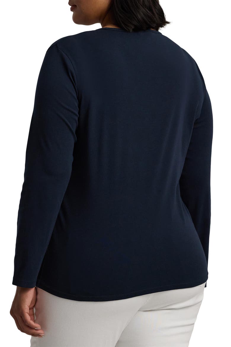 Long Sleeve Stretch Cotton Tee, Alternate, color, LAUREN NAVY