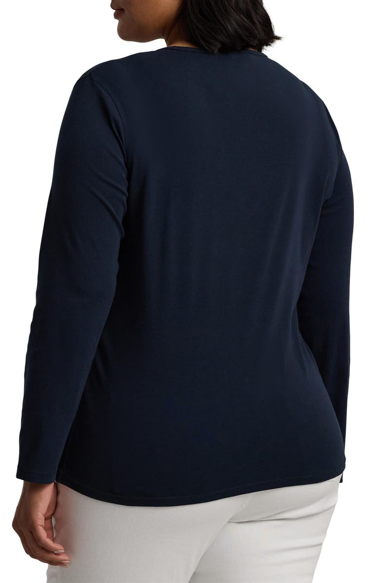 Lauren Ralph Lauren Long Sleeve Stretch Cotton Tee, Alternate, color, Lauren Navy