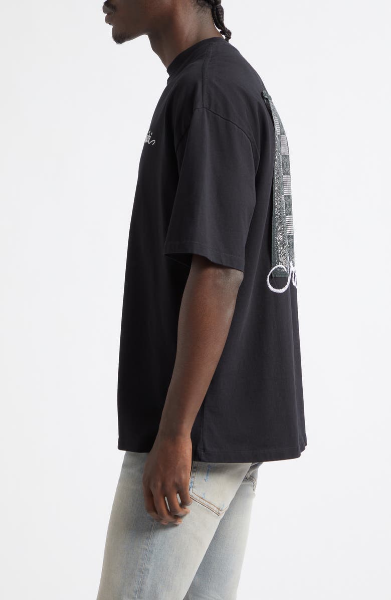 AMIRI Oversize MA Check Patch Appliqué Skate T-Shirt, Alternate, color, Black
