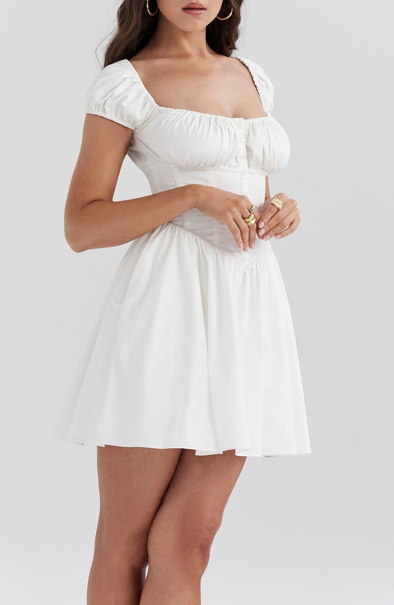 Nala Puff Sleeve Stretch Cotton Blend Minidress