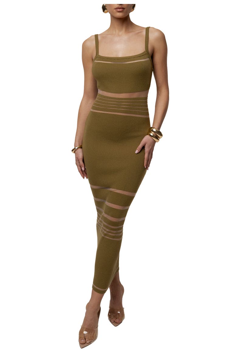 JLUXLABEL Striped Rib Knit Dress, Alternate, color, Moss