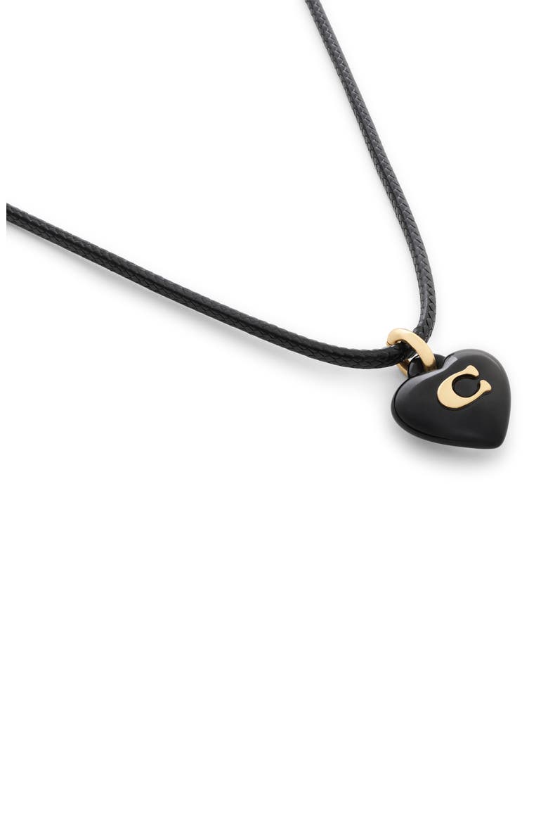 Signature C Resin Heart Cord Necklace, Alternate, color, BLACK/ GOLD