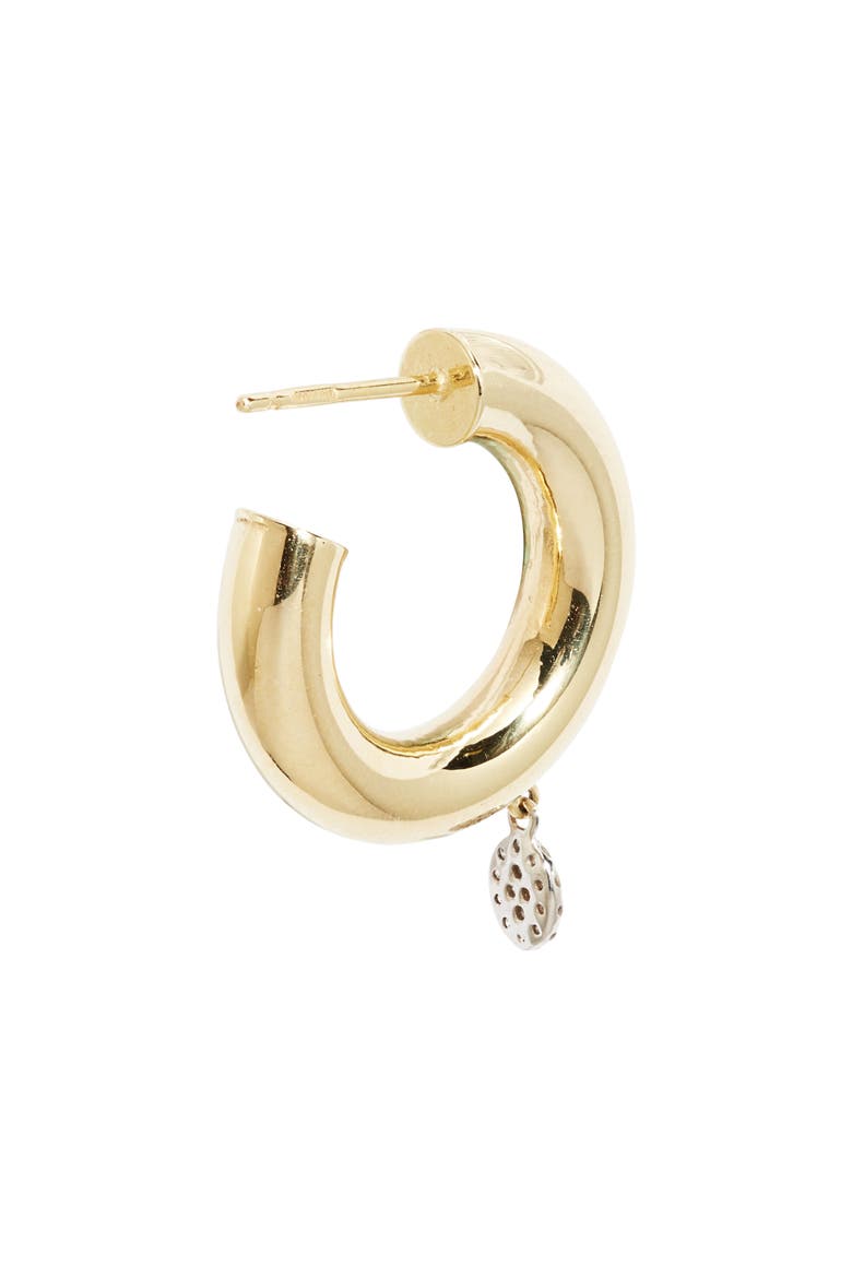 Diamond Disc Hoop Drop Earrings, Alternate, color, YELLOW