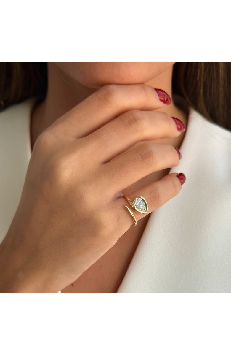 BY ADINA EDEN Lab Grown Diamond Pear Bezel Wrap Pinky Ring 14K, Alternate, color, 14K Gold