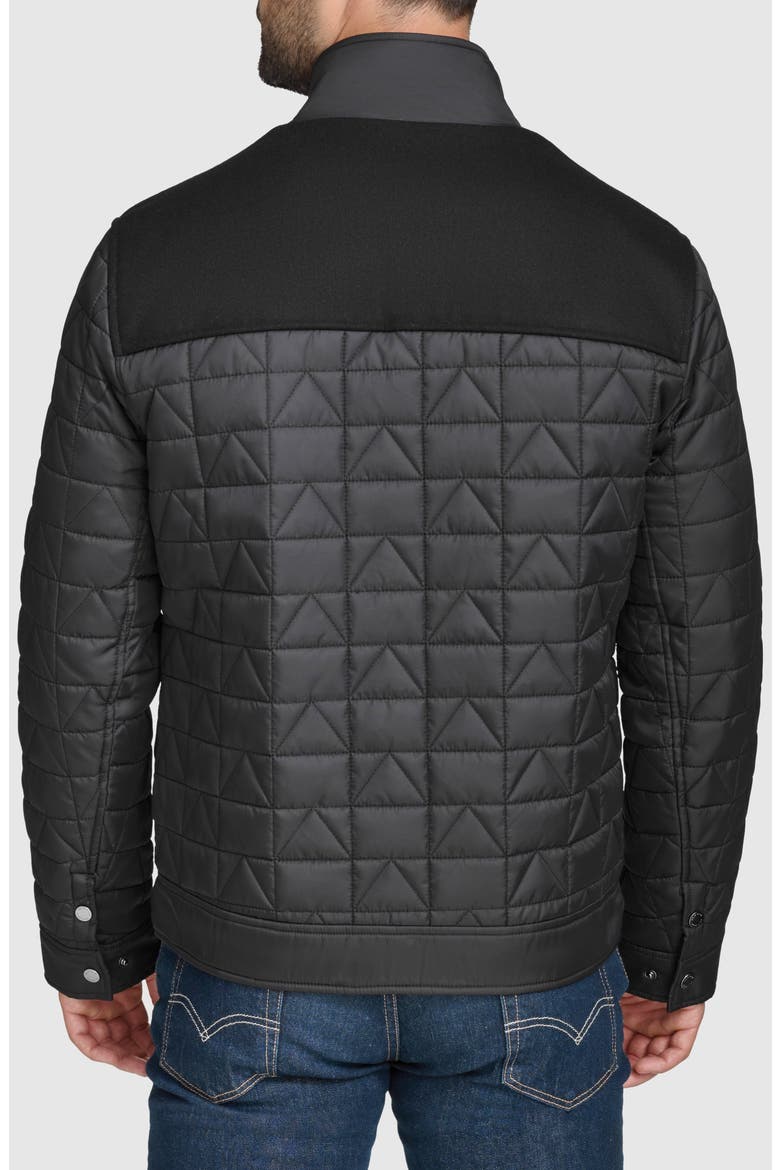 Mixed Media Quilted Jacket, Alternate, color, BLACK