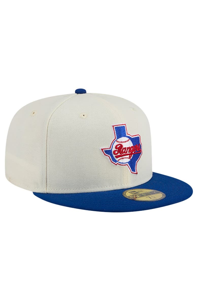 New Era Men's New Era Cream Texas Rangers Cooperstown Collection Chrome 59FIFTY Fitted Hat, Alternate, color, 