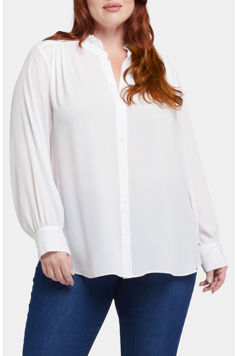 Ruffle Neck Blouse, Main, color, OPTIC WHITE