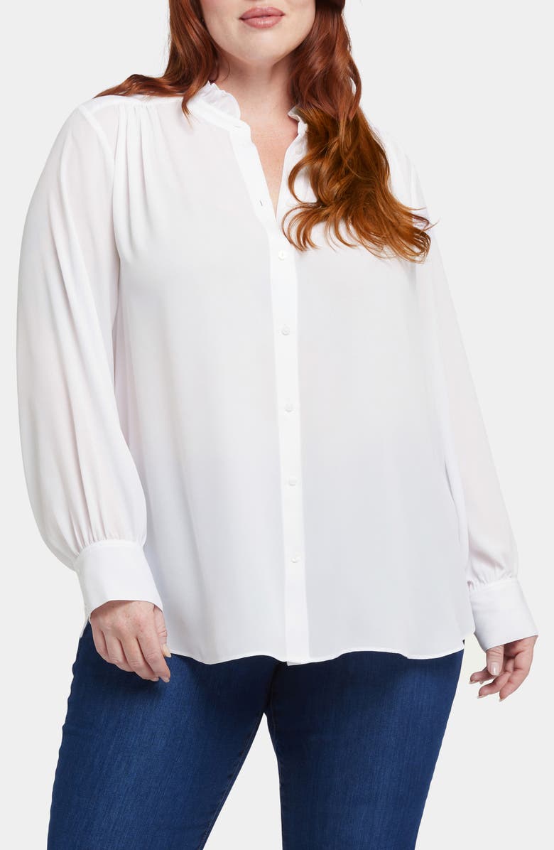 NYDJ Ruffle Neck Blouse, Main, color, Optic White