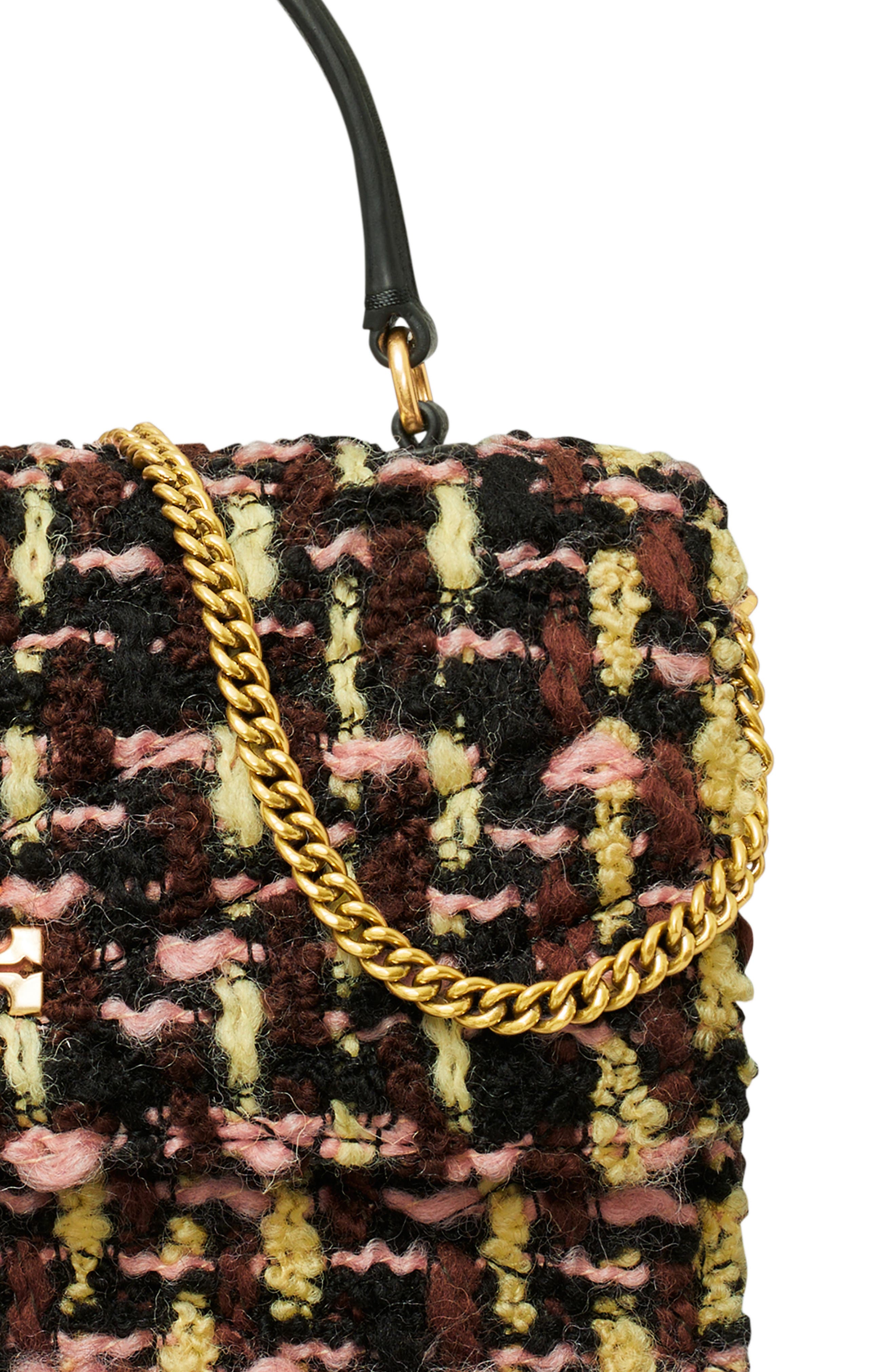 Mini Kira Tweed Wool Blend Top Handle Wallet on a Chain, Alternate, color, BROWN MULTI