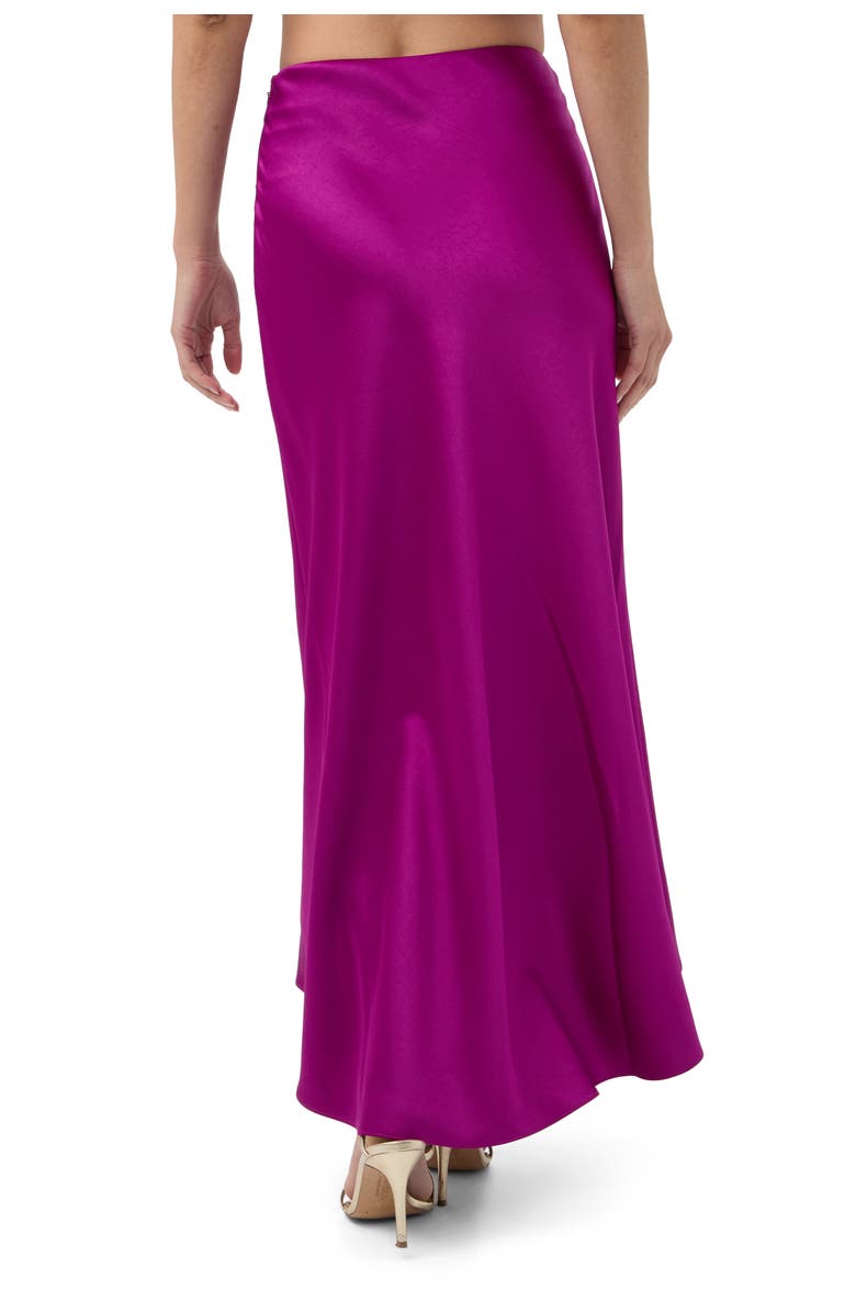 Trina Turk Aspen Satin Ruched Midi Skirt, Alternate, color, Geranium