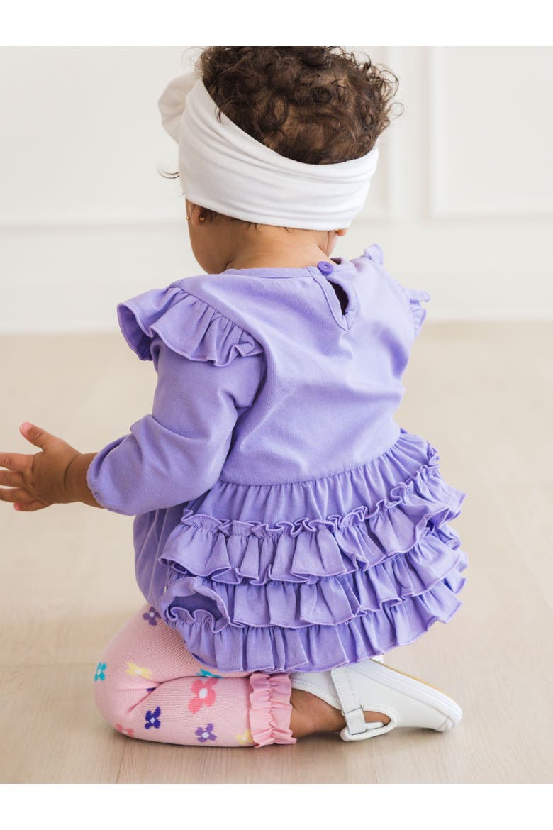 Long Sleeve Flutter Bubble Romper, Alternate, color, Wisteria Purple