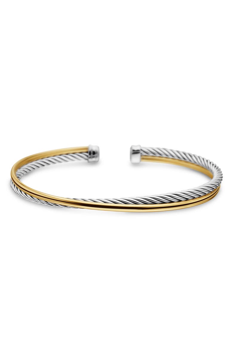 David Yurman Crossover Bracelet in Sterling Silver with 18K Yellow Gold, 3mm, Alternate, color, Silver/ Gold